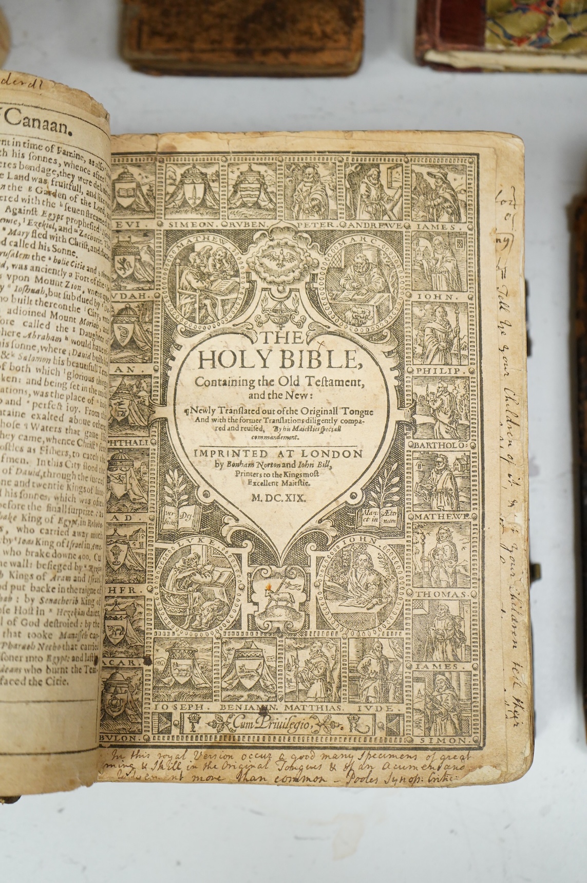 A BIBLE ARCHIVE - A highly unusual collection of three English Bibles, having belonged to the Whytehead family (of Yorkshire's North and East Ridings); comprising The Bishops' (1573 edition), a Geneva (1603 edition) and